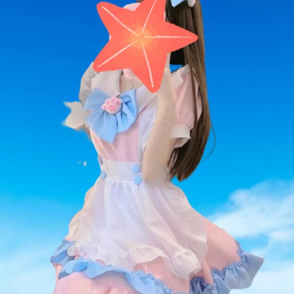 Pink Blue Japanese Style Maid Uniform Cosplay Sexy Christmas Clothes - Picture 8 of 8